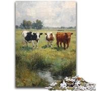 Jigsaws 1000 Pieces for Teenagers Cows on The Grassland for And 14 Years And over Educational Challenge Fun Activities at Home, Birthday Gifts, Travel Gifts 38x26cm