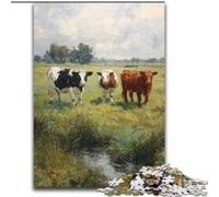 Jigsaws 1000 Pieces for Teenagers Cows on The Grassland, Help The Brain Exercise Addictive Toys to Cultivate Patience Perfect Decoration (Size50x75cm)