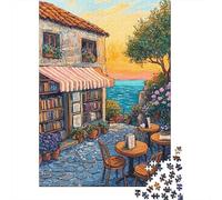 Jigsaws 1000 Pieces for Teenagers Cozy Cafe by The Sea Jigsaw Toy Wall Decor Staycation Kill Time Gifts for Friends And Family 52x38cm/1000pcs