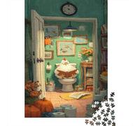 Jigsaws 1000 Pieces for Teenagers Cozy Chicken Reading Jigsaw Puzzle Toy Wall Decor Difficult Challenge Birthday Present, Gifts, 52x38cm/1000pcs