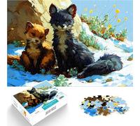 Jigsaws 1000 Pieces for teenagers Cute Arctic Fox Weasel Zen Analyse und Logik Wunschliste mit dem Weihnachtsmann38x26cm
