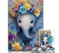 Jigsaws 1000 Pieces for Teenagers Cute Baby Elephant 1000 Piece Puzzle,Educational Stress Relief Toy Gifts for Friends And Family (size 38x26cm)