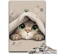 Jigsaws 1000 Pieces for Teenagers Cute Kitten Stress Reliever Difficult Challenge Every Piece Is Unique - Challenging Family Fun Game 38x26cm