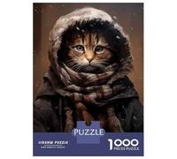 Jigsaws 1000 Pieces for Teenagers Cute Winter Cat Jigsaws for Adults Brain Teaser Game A Work of Art Great Gift for Gaming 38x26cm/1000pcs