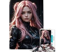 Jigsaws 1000 Pieces for Teenagers Cyberpunk Girl Pink Hair Challenging To Complete Learning Educational Family Game for And from 14 Years And over (50x75cm)