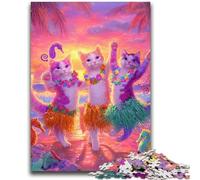 Jigsaws 1000 Pieces for Teenagers Dancing Cat, Suitable for Ages 14 And Up Home Educational Games DIY Toys Artwork Gift 50X75CM