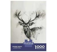 Jigsaws 1000 Pieces for Teenagers Deer Head In Charcoal Adult Puzzles Relaxing Games Staycation Kill Time Challenging To Complete 38x26cm/1000pcs