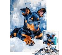 Jigsaws 1000 Pieces for Teenagers Doberman Puppy in Snow Challenging To Complete Learning Educational Family Game for And from 14 Years And over (38x26cm)
