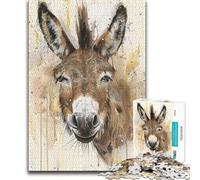 Jigsaws 1000 Pieces for Teenagers Donkey Cute Animals Unique Challenge Game Learning Educational Art Work Gift (size 38x26cm)
