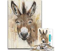 Jigsaws 1000 Pieces for Teenagers Donkey Cute Animals Unique Challenge Game Learning Educational Art Work Gift (size 50x75cm)