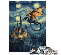 Jigsaws 1000 Pieces for Teenagers Dragon's Flight Over Castle Jigsaw for Teenagers Enhance Memory Wishlist with Santa Claus Great Gifts for Gaming (75x50cm/1000pcs)