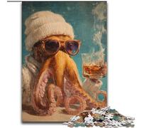 Jigsaws 1000 Pieces for Teenagers Drinking Octopus, Games Toys Gift Unique Birthday And Gifts for And Age 14 Years Up (Size 26x38cm)