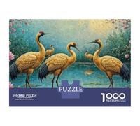 Jigsaws 1000 Pieces for Teenagers Elegant Cranes in A Floral Landscape Jigsaws for Adults Brain Teaser Game A Work of Art Great Gift for Gaming 52x38cm/1000pcs