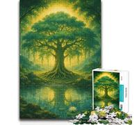 Jigsaws 1000 Pieces for Teenagers Enchanted Forest Tree by Lake Toy Intellectual Game A Work of Art Anti-Stress Toys 50x75cm(1000pcs)