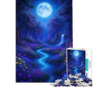 Jigsaws 1000 Pieces for Teenagers Enchanted Moonlight River Landscape Jigsaw for Adults Relaxing Games Stress Reliever Great Gifts for Gaming (size 38x52cm)