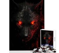 Jigsaws 1000 Pieces for Teenagers Evil Black Wolf Jigsaw for Teenagers Enhance Memory Wishlist with Santa Claus Great Gifts for Gaming (50x75cm)