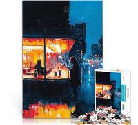 Jigsaws 1000 Pieces for teenagers Expressionist Urban Night Caf茅 鈥8Bold Cinematic Cityscape Lernspiele Gutes Geschenk52x38cm