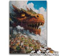 Jigsaws 1000 Pieces for Teenagers Fantasy Dragon Decompressing Intellectual Educational Toy Perfect Decoration 26x38cm