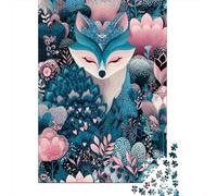 Jigsaws 1000 Pieces for Teenagers Fantasy Fox in Flowers Jigsaw Puzzle Toy Wall Decor Difficult Challenge Birthday Present, Gifts, 52x38cm/1000pcs