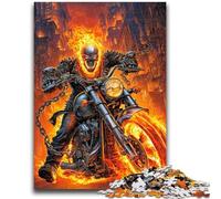 Jigsaws 1000 Pieces for Teenagers Flaming Skull Riding Motorcycle Decompressing Intellectual Educational Toy Great Gifts And Toys 50x75cm
