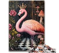 Jigsaws 1000 Pieces for Teenagers Flamingo Queen Stress Reliever Difficult Challenge Every Piece Is Unique - Challenging Family Fun Game 50x75cm