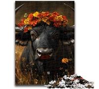 Jigsaws 1000 Pieces for Teenagers Flower Bison 1000 Pieces for Teenagers,Interesting Stress Reduction Parent-child Interaction (26x38cm)