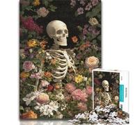 Jigsaws 1000 Pieces for Teenagers Flower Skull Adult Jigsaw,Fun Games Every Piece Is Unique - Challenging Family Fun Game (size 38x26cm)