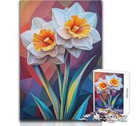 Jigsaws 1000 Pieces for Teenagers Flower White Narcissus Calm Enjoyable Spare Time Fun Tight Seamless Precision Toy Size 50x75cm