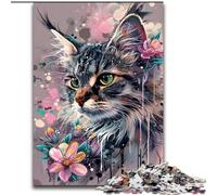 Jigsaws 1000 Pieces for Teenagers Flowers And Cats, Family Game Stress Reliever Difficult Challenge Enhance Love between Couples (Size50x75cm)
