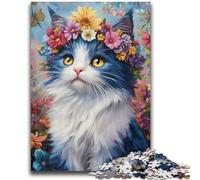 Jigsaws 1000 Pieces for Teenagers Flowers And Cats Stress Reliever Difficult Challenge Every Piece Is Unique - Challenging Family Fun Game 50x75cm