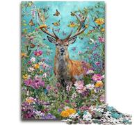 Jigsaws 1000 Pieces for Teenagers Flowers And Deer Family Game Stress Reliever Difficult Challenge Suitable for Couples 50x75cm
