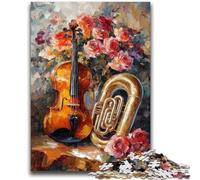 Jigsaws 1000 Pieces for Teenagers Flowers Violin Decompressing Intellectual Educational Toy Perfect Decoration 50x75cm