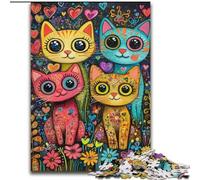 Jigsaws 1000 Pieces for Teenagers Four Cats, Elephant Toy Intellectual Game Birthday Present, Gifts, Wall Art for Ages 14+ (Size 50x75cm)