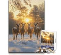 Jigsaws 1000 Pieces for Teenagers Four Deer at Sunset Calm Enjoyable Spare Time Fun Tight Seamless Precision Toy Size 38x52cm