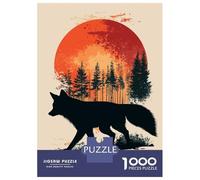 Jigsaws 1000 Pieces for Teenagers Fox Silhouette Sunset Adult Puzzles Relaxing Games Staycation Kill Time Challenging To Complete 38x26cm/1000pcs