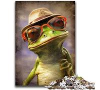 Jigsaws 1000 Pieces for Teenagers Frog Wearing Glasses 1000 Pieces for Teenagers,Interesting Stress Reduction Parent-child Interaction (75x50cm)