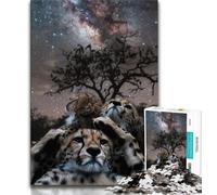 Jigsaws 1000 Pieces for Teenagers Galaxy Cheetah,Brain Intelligence Challenge Addictive Toys Birthday Present,Gifts,Wall Art 38x26cm