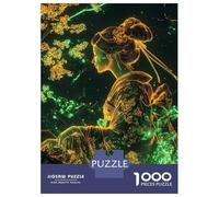 Jigsaws 1000 Pieces for Teenagers Geisha Bloom Neon Japanese Cherry Blossom Jigsaw Puzzle Toy Wall Decor Difficult Challenge Birthday Present, Gifts, 70x50cm/1000pcs