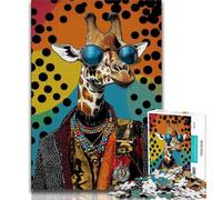 Jigsaws 1000 Pieces for Teenagers Giraffe Art,Challenging Game And Family Play Educational Game for Birthday,Chrismas 38x26cm