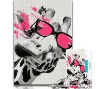 Jigsaws 1000 Pieces for Teenagers Giraffe Wearing Glasses 1000 Piece Jigsaw,Challenging Difficult Deal As Gifts for The Whole Family (size 38x26cm)