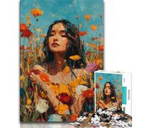 Jigsaws 1000 Pieces for Teenagers Girl in Wildflowers Summer Jigsaw,Educational Games Home Decoration Birthday Present, Gifts, Wall Art 26x38cm