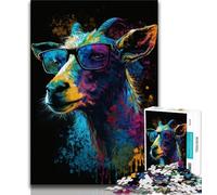 Jigsaws 1000 Pieces for Teenagers Goat with Glasses 1000 Piece Puzzle,Educational Stress Relief Toy Gifts for Friends And Family (size 75x50cm)