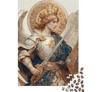 Jigsaws 1000 Pieces for Teenagers Golden Angel Armor Statue Puzzles for Adults Toy Wall Decor Pattern Assembly Great Gift for Gaming 38x26cm/1000pcs