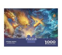 Jigsaws 1000 Pieces for Teenagers Golden Dragon Vs Phoenix Artwork Jigsaw Puzzle Toy Wall Decor Difficult Challenge Birthday Present, Gifts, 70x50cm/1000pcs