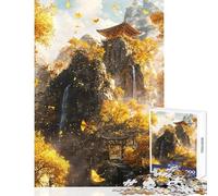 Jigsaws 1000 Pieces for Teenagers Golden Ginkgo Retreat Educational Game Suitable for Couples Home Decoration Toys Gifts for Friends And Family (38x52cm)