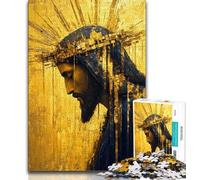 Jigsaws 1000 Pieces for Teenagers Golden Jesus 1000 Piece Jigsaw,Educational Stress Relief Toy Gifts for Friends And Family (size 75x50cm)