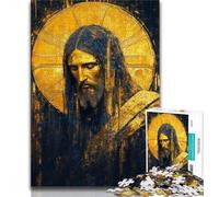 Jigsaws 1000 Pieces for Teenagers Golden Jesus 1000 Pieces for Adults,Family Game Stress Reliever Difficult Challenge Suitable for Couples (size 38x26cm)