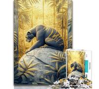 Jigsaws 1000 Pieces for Teenagers Golden Leopard,Challenging Game And Family Play Educational Game for Birthday,Chrismas 38x26cm