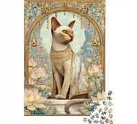 Jigsaws 1000 Pieces for Teenagers Golden Lotus Cat Art Print Jigsaw Toy Wall Decor Staycation Kill Time Gifts for Friends And Family 52x38cm/1000pcs