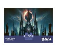 Jigsaws 1000 Pieces for Teenagers Gothic Cathedral with Solar Eclipse Teenager Puzzles Anti-Stress Toys Difficult Hard Great Gift for Gaming 52x38cm/1000pcs